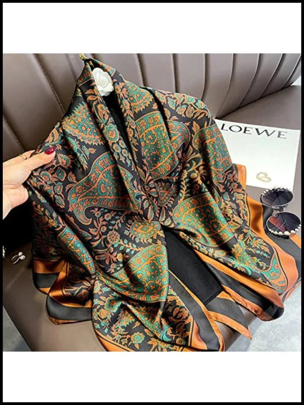 Large Square Polyester Silk Scarf 43